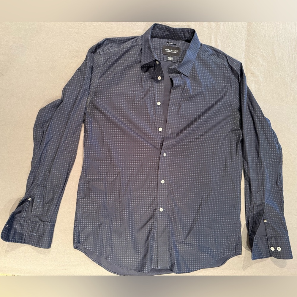 Kenneth Cole Men’s Navy Patterned Button-Down Shirt